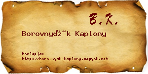 Borovnyák Kaplony névjegykártya